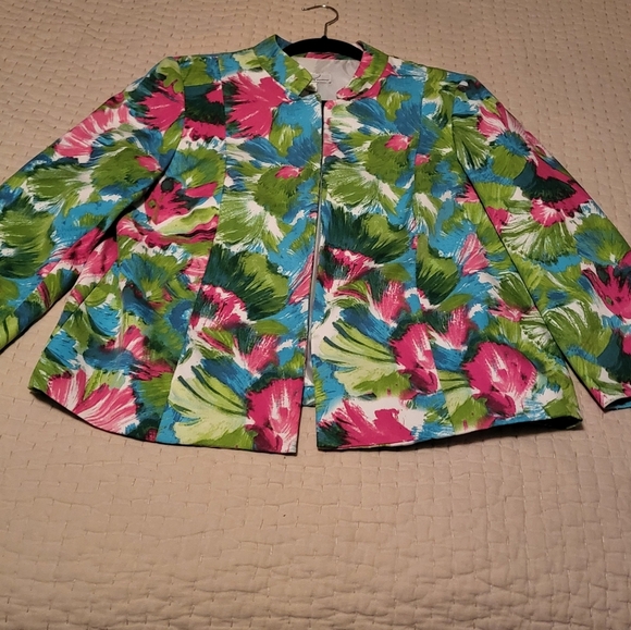Kim Roger's Size 12 Womens Open Front Lined Floral Spring Casual Jacket - Picture 5 of 10
